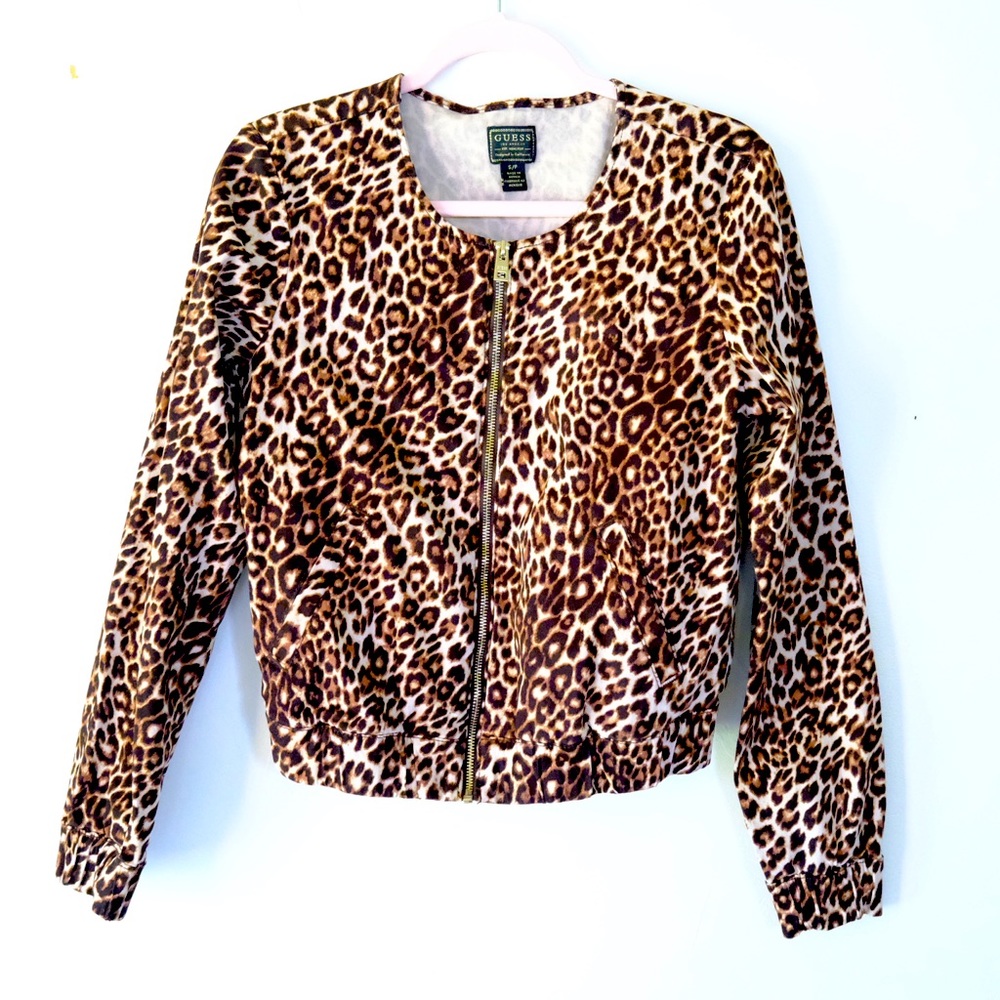 Leopard guess bomber jacket